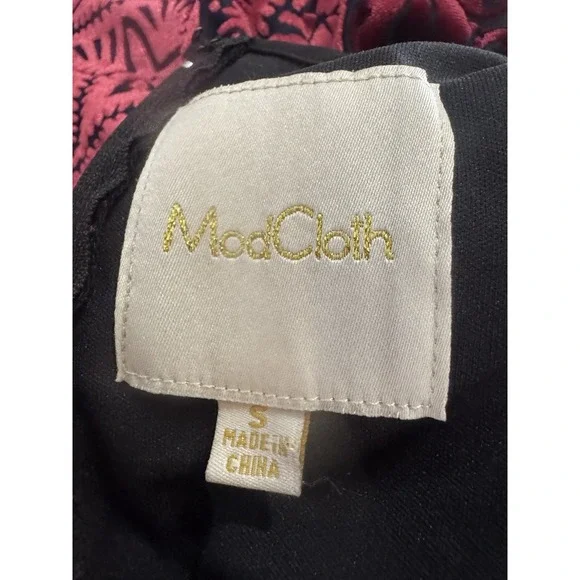 Modcloth Rockabilly Cherry Red Swing Dress Stretch Velvet 40s 50s Vibe Small - Picture 10 of 12